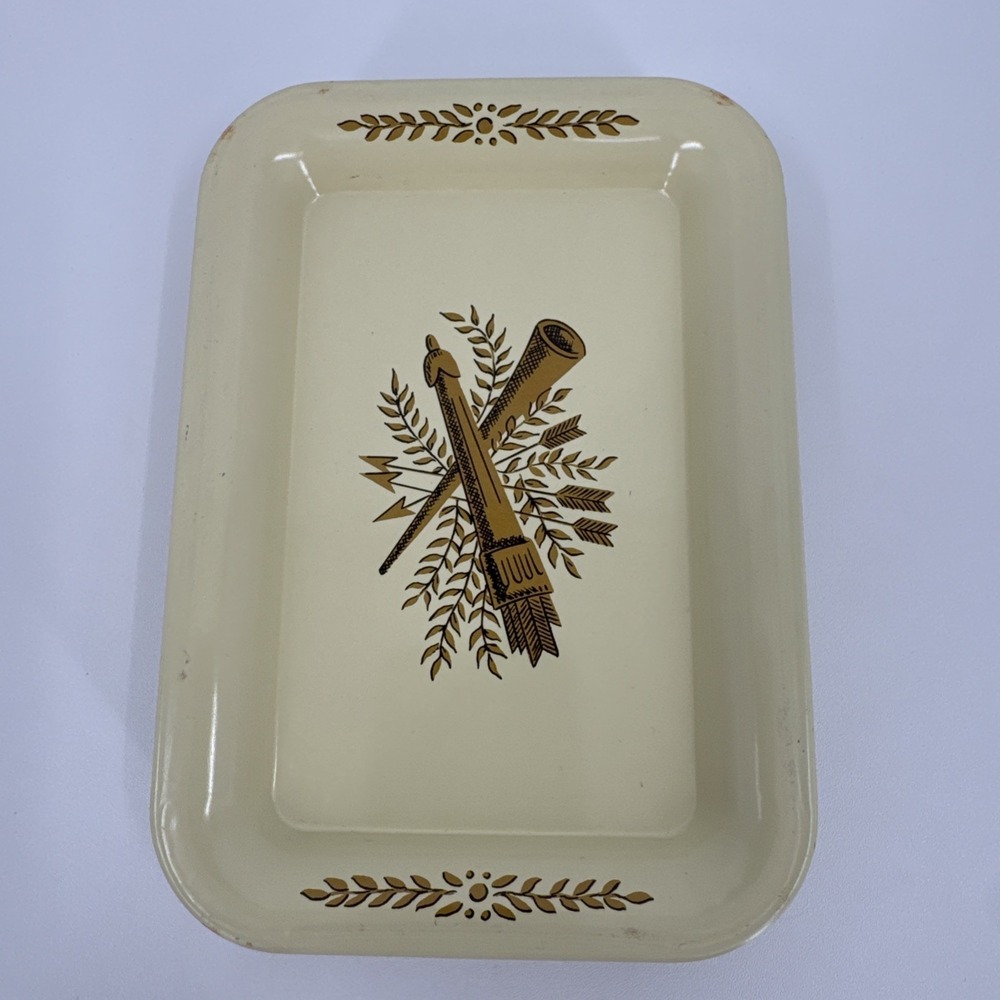 Metal Tip Trays Colonial Cottagecore Snack Display Set Of 8 Vintage Yellow Gold